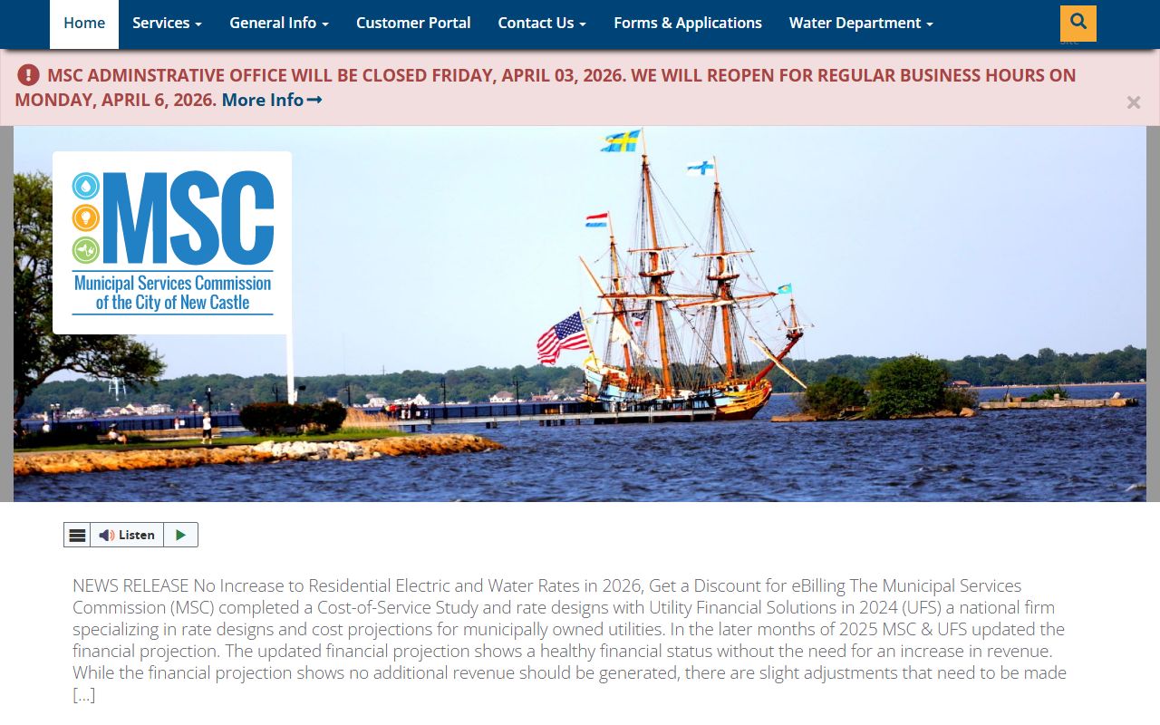 New Castle Municipal Services page for city booking reports