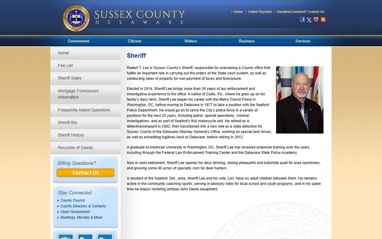 Sussex County Sheriff page for Sussex County booking reports